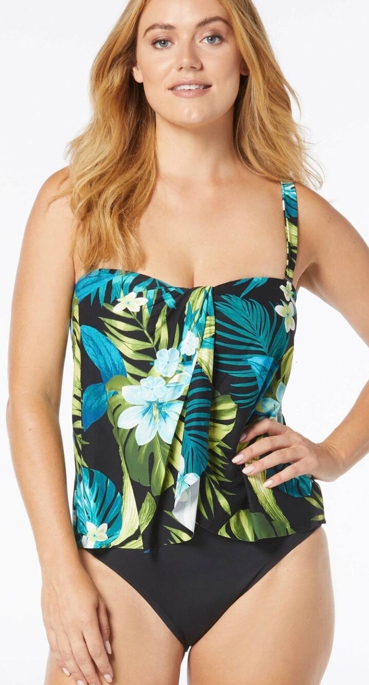 Coco Reef Midnight Plumeria Clarity UW Tankini Top 16 40D NWT